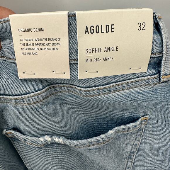 AGOLDE NWT Sophie Mid Rise Ankle Distressed Denim Jean in Shrine // 32 - Picture 11 of 13